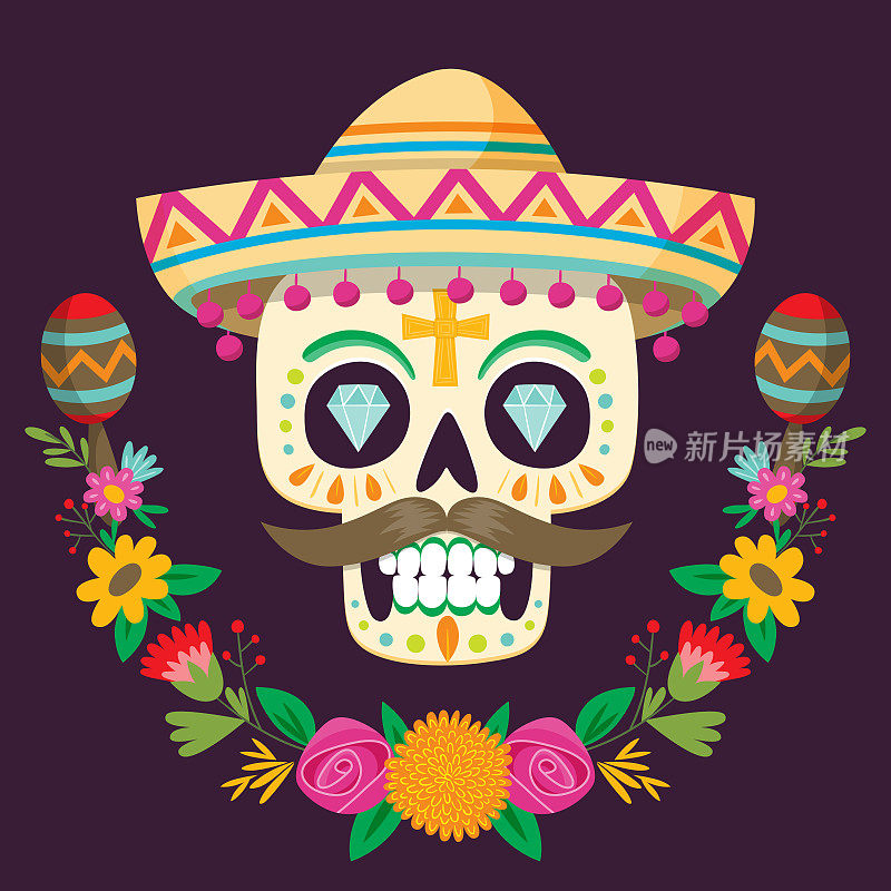 “Dia de los Muertos”(死亡之日)墨西哥头骨。